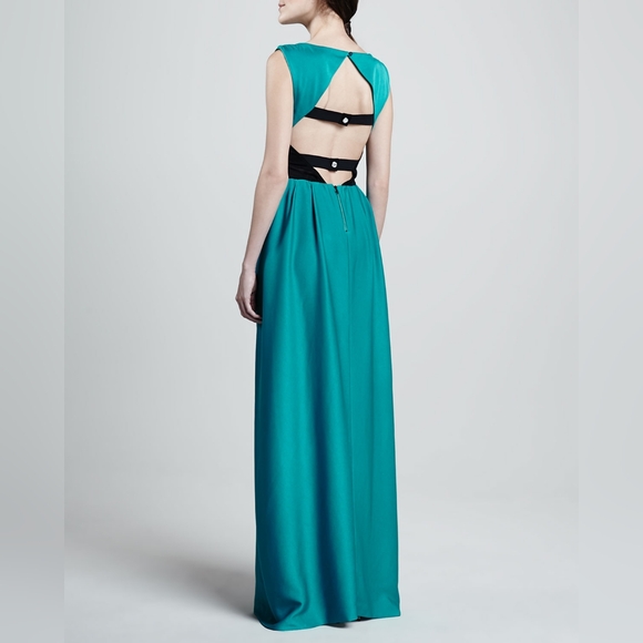 Alice & Olivia Gretchen Open Back Teal Dress Size 4 - Picture 1 of 14